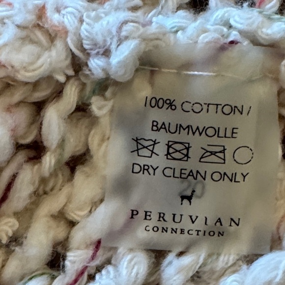 Peruvian Connection Cotton Ivory Multi Confetti Flecks Knit Open Cardigan Size L - Picture 8 of 11